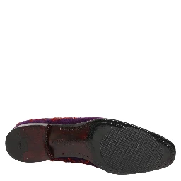 Violet Red Bead Embellished Loafers Shoes