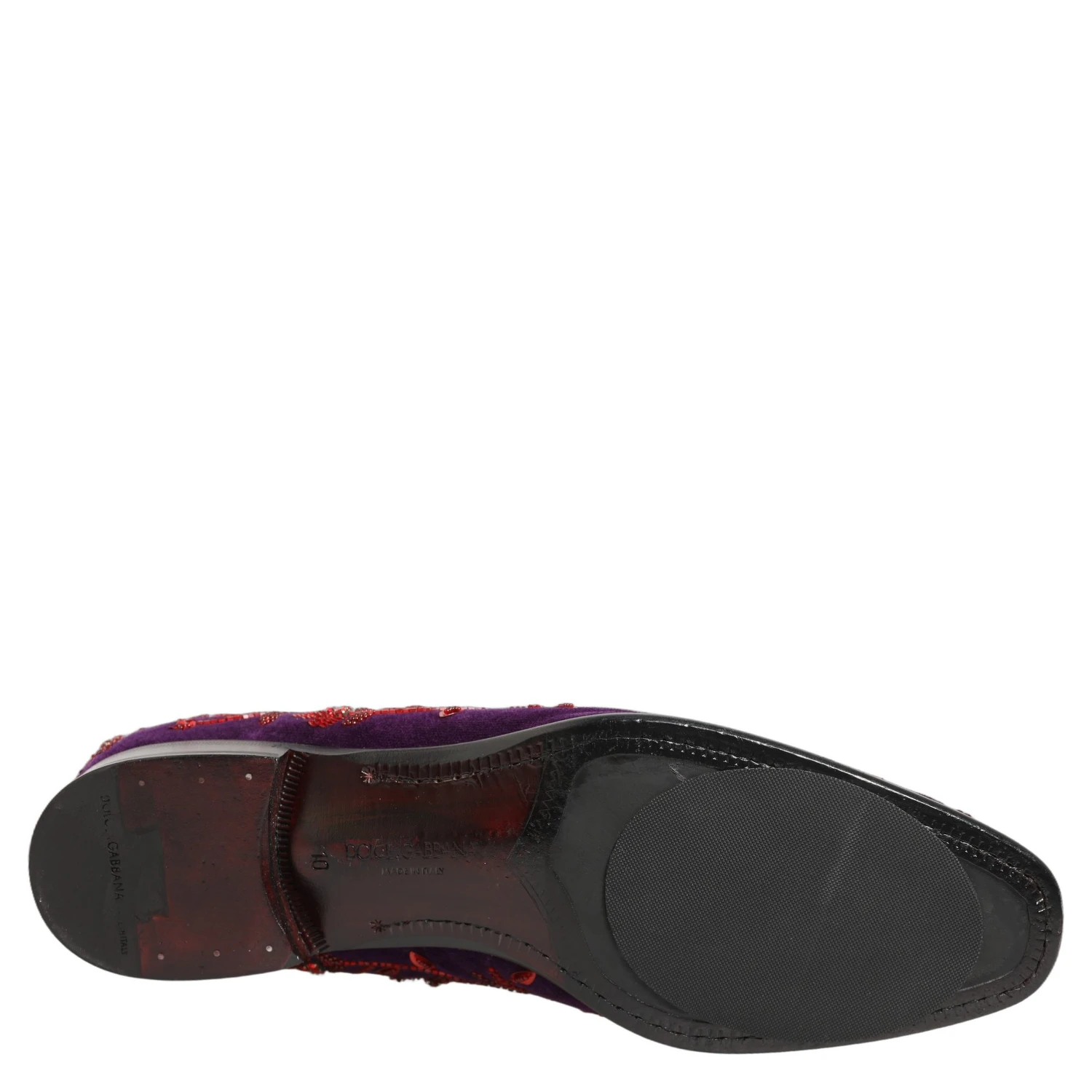 Violet Red Bead Embellished Loafers Shoes