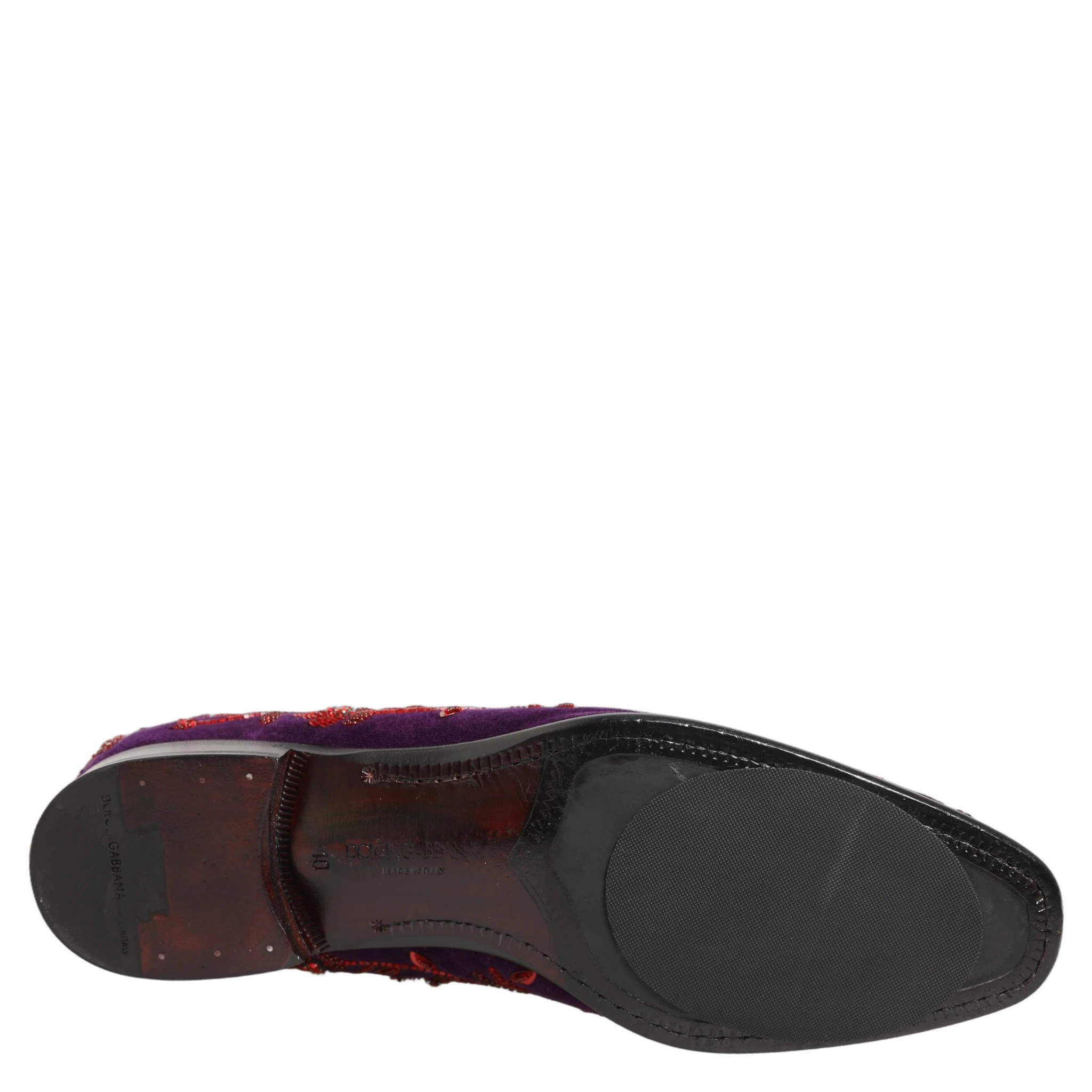 Violet Red Bead Embellished Loafers Shoes