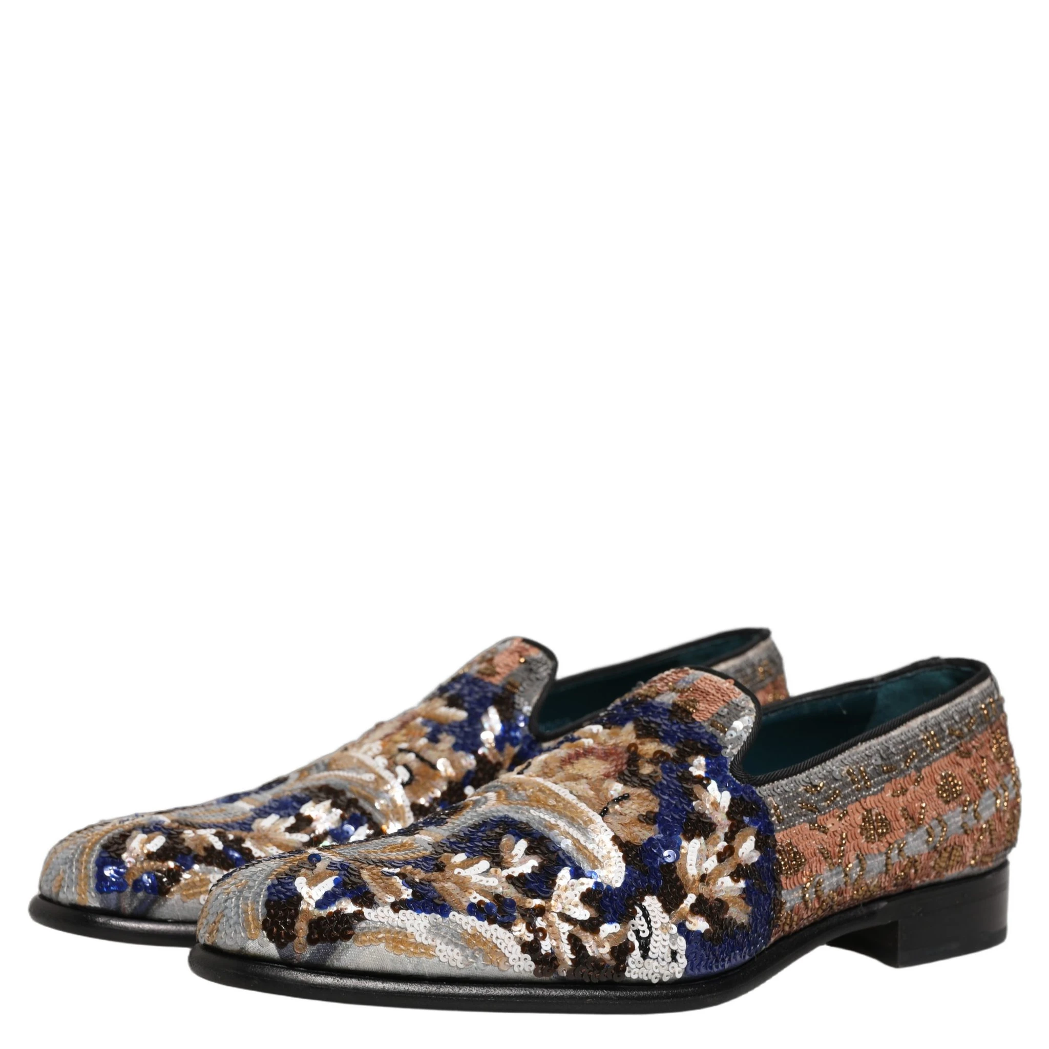 Multicolor Embroidered Sequin Loafers Shoes