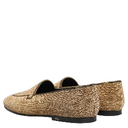 Gold Crystal Embellished Men Loafers Shoes
