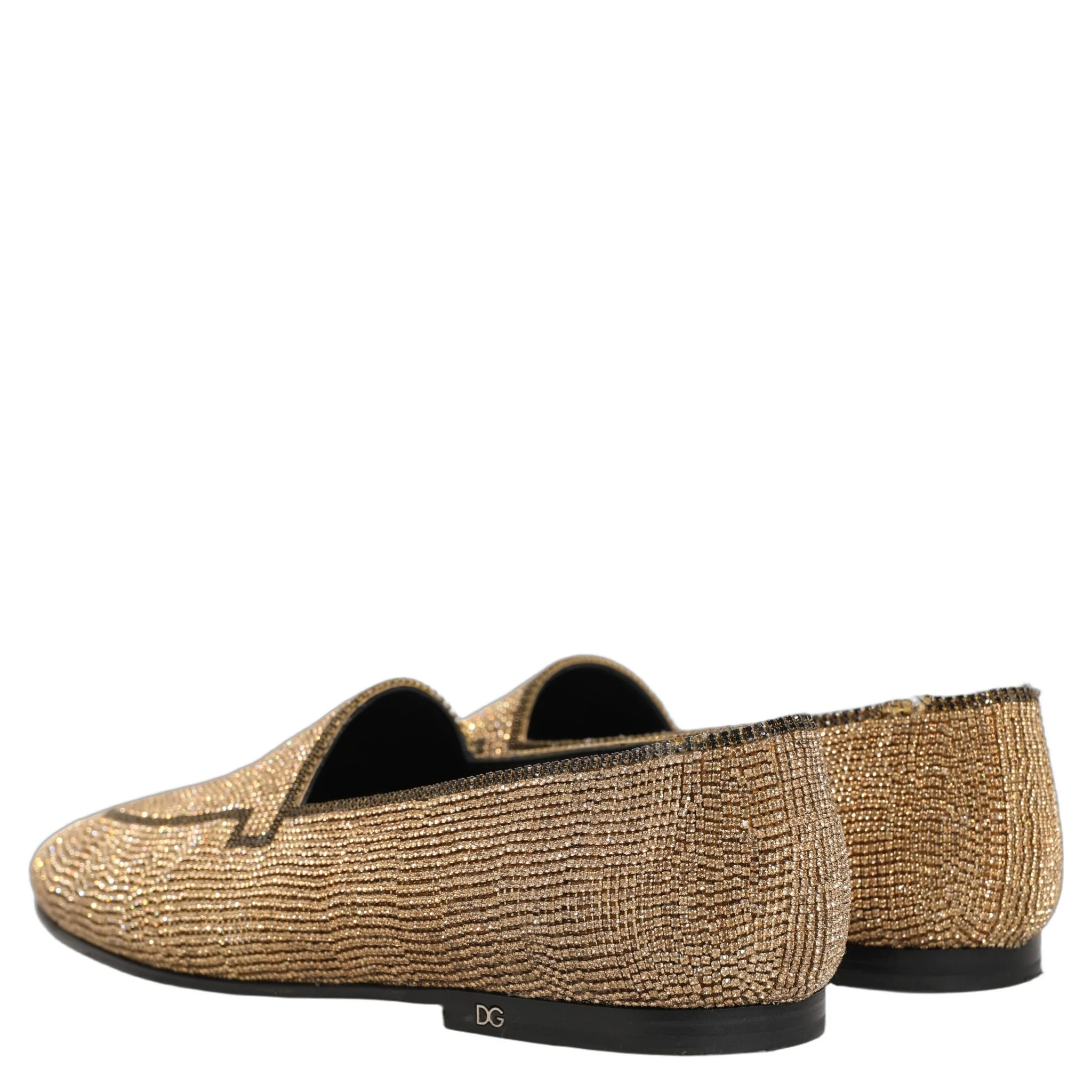 Gold Crystal Embellished Men Loafers Shoes