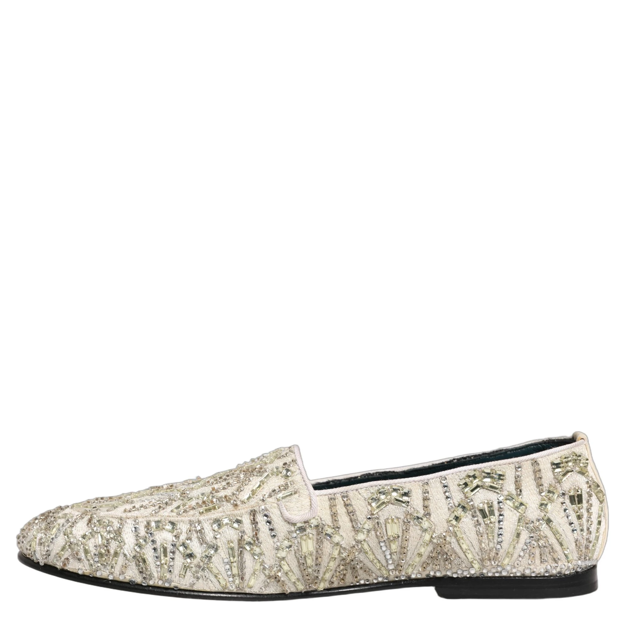 White Velvet Embroidered Dress Loafers Shoes