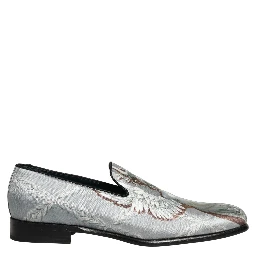 Gray Baroque Angel Velvet Men Loafers Shoes