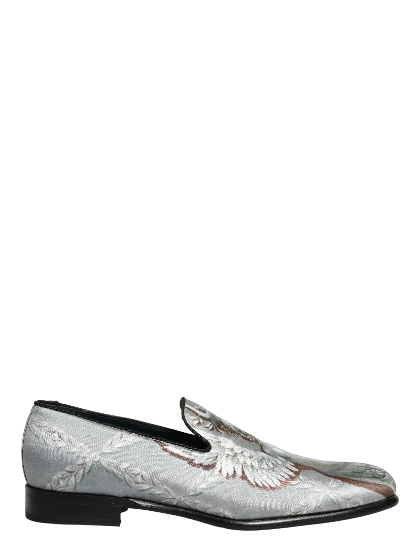 Gray Baroque Angel Velvet Men Loafers Shoes