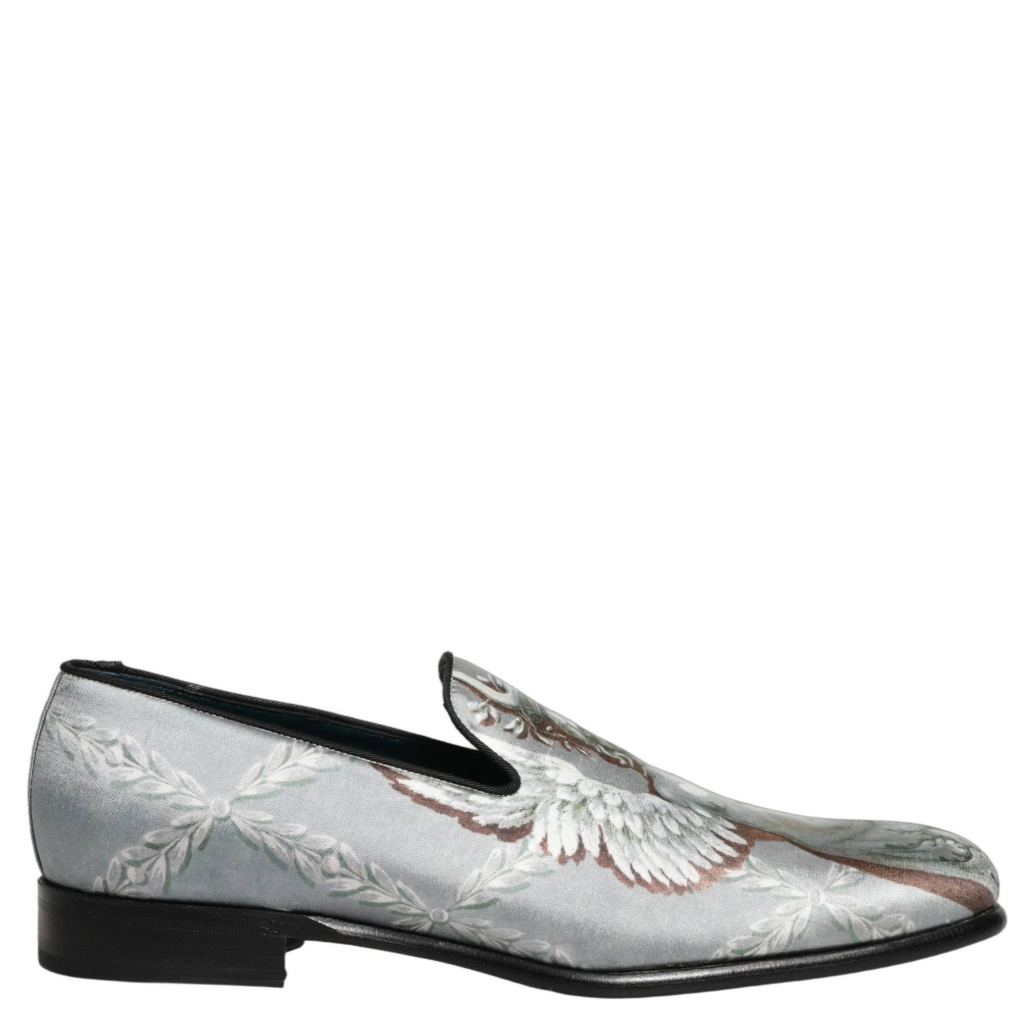 Gray Baroque Angel Velvet Men Loafers Shoes