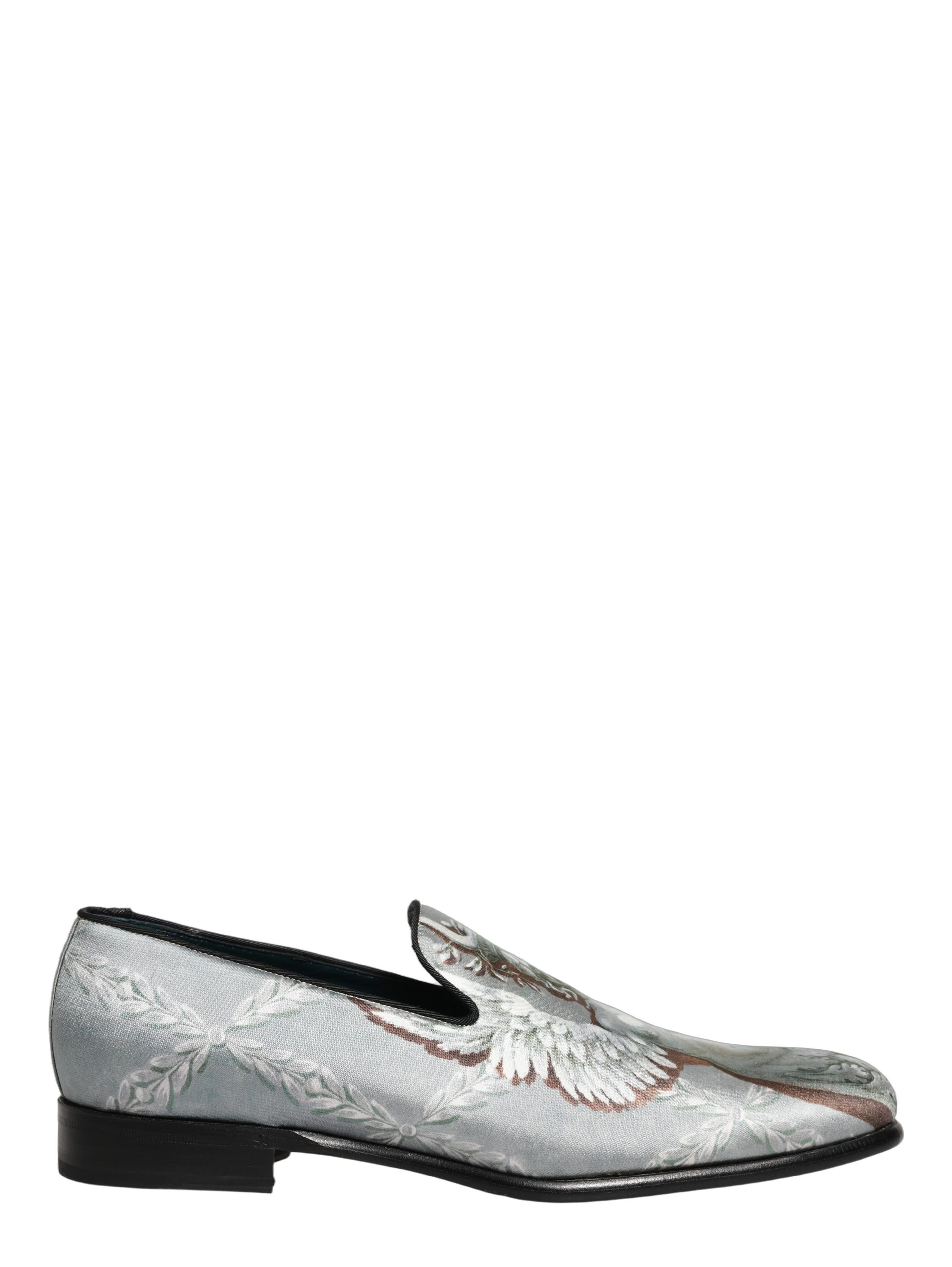 Gray Baroque Angel Velvet Men Loafers Shoes