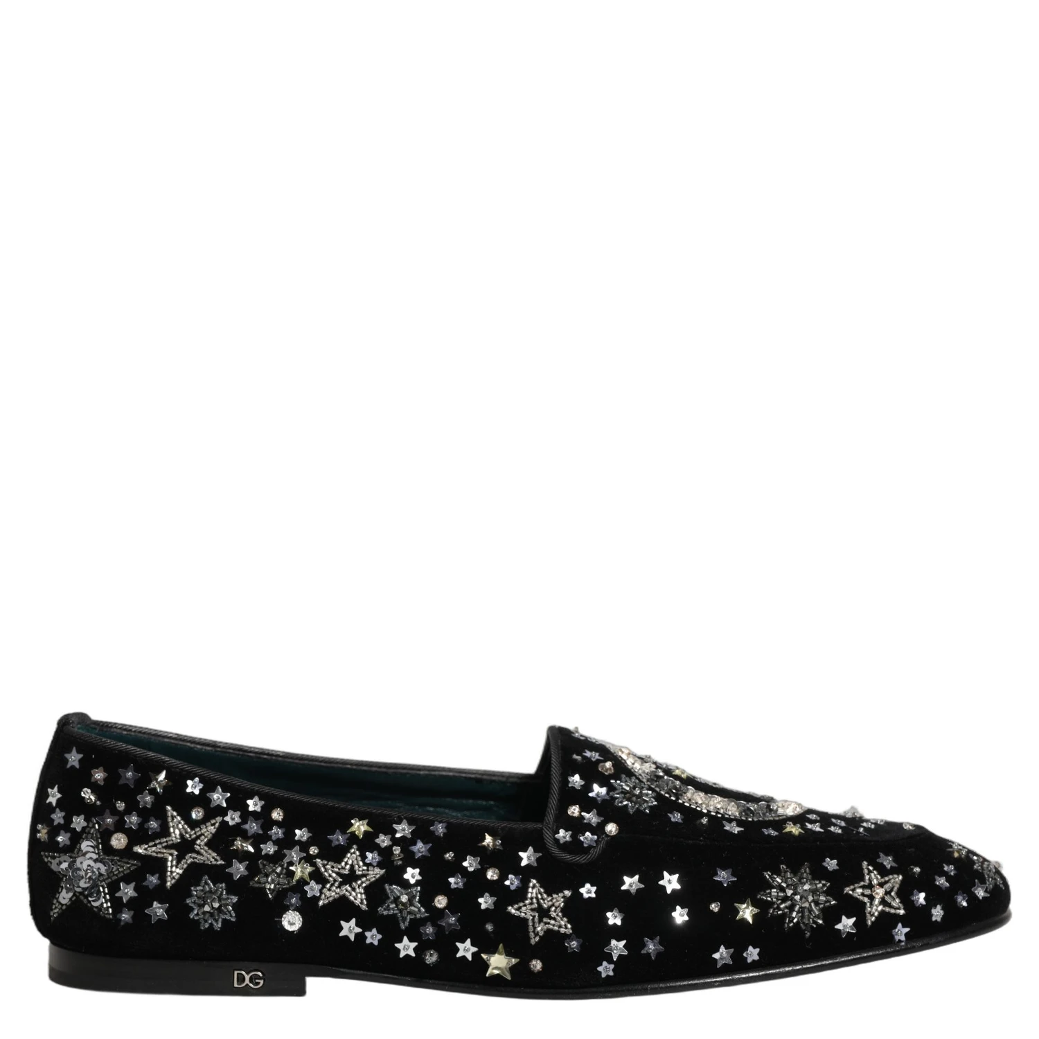 Black Crystal Embellished Dress Loafers Shoes