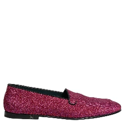 Pink Glitter Lurex Logo Dress Loafers Shoes