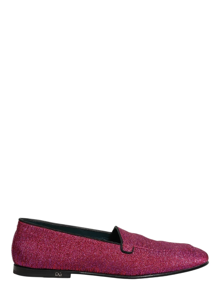 Pink Glitter Lurex Logo Dress Loafers Shoes