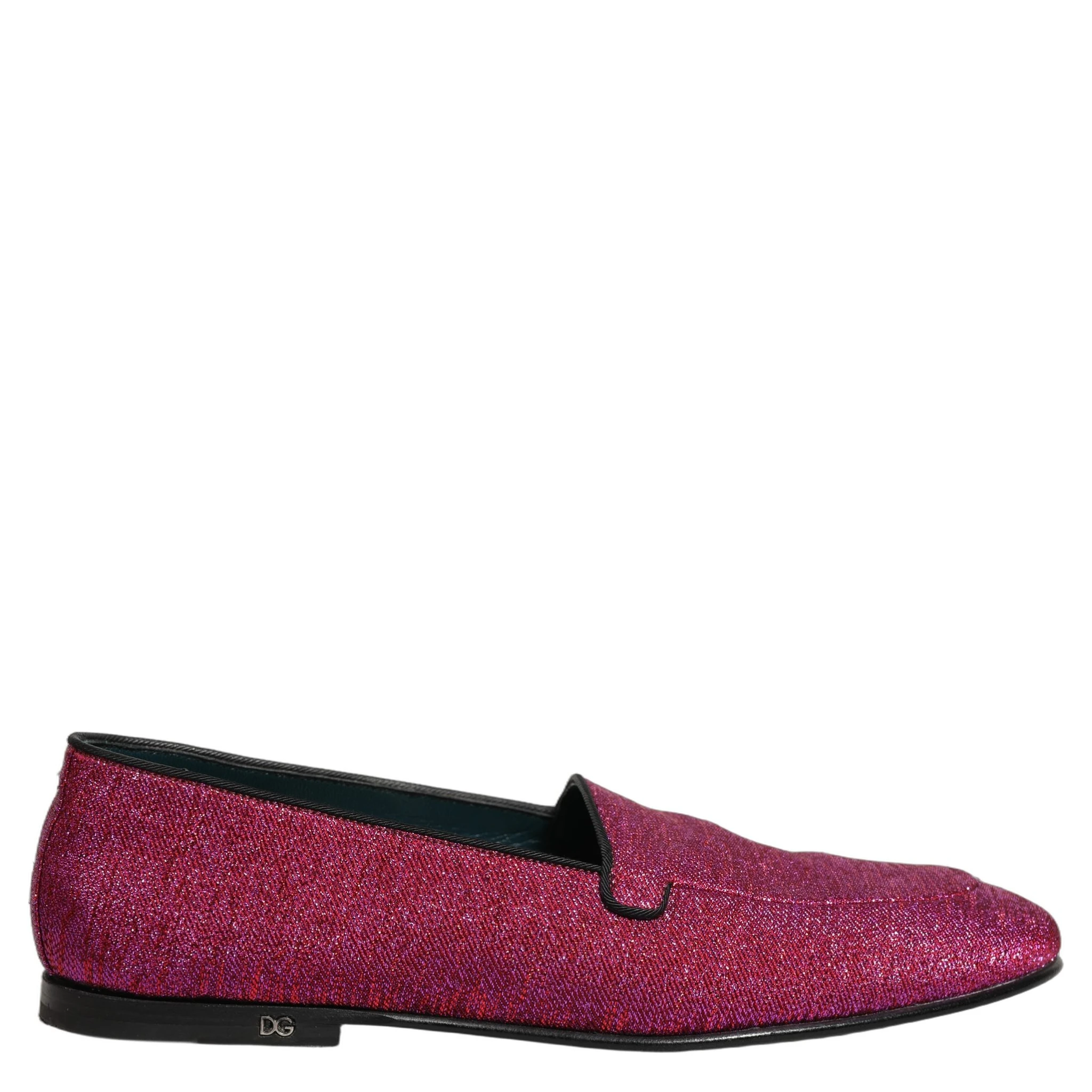 Pink Glitter Lurex Logo Dress Loafers Shoes