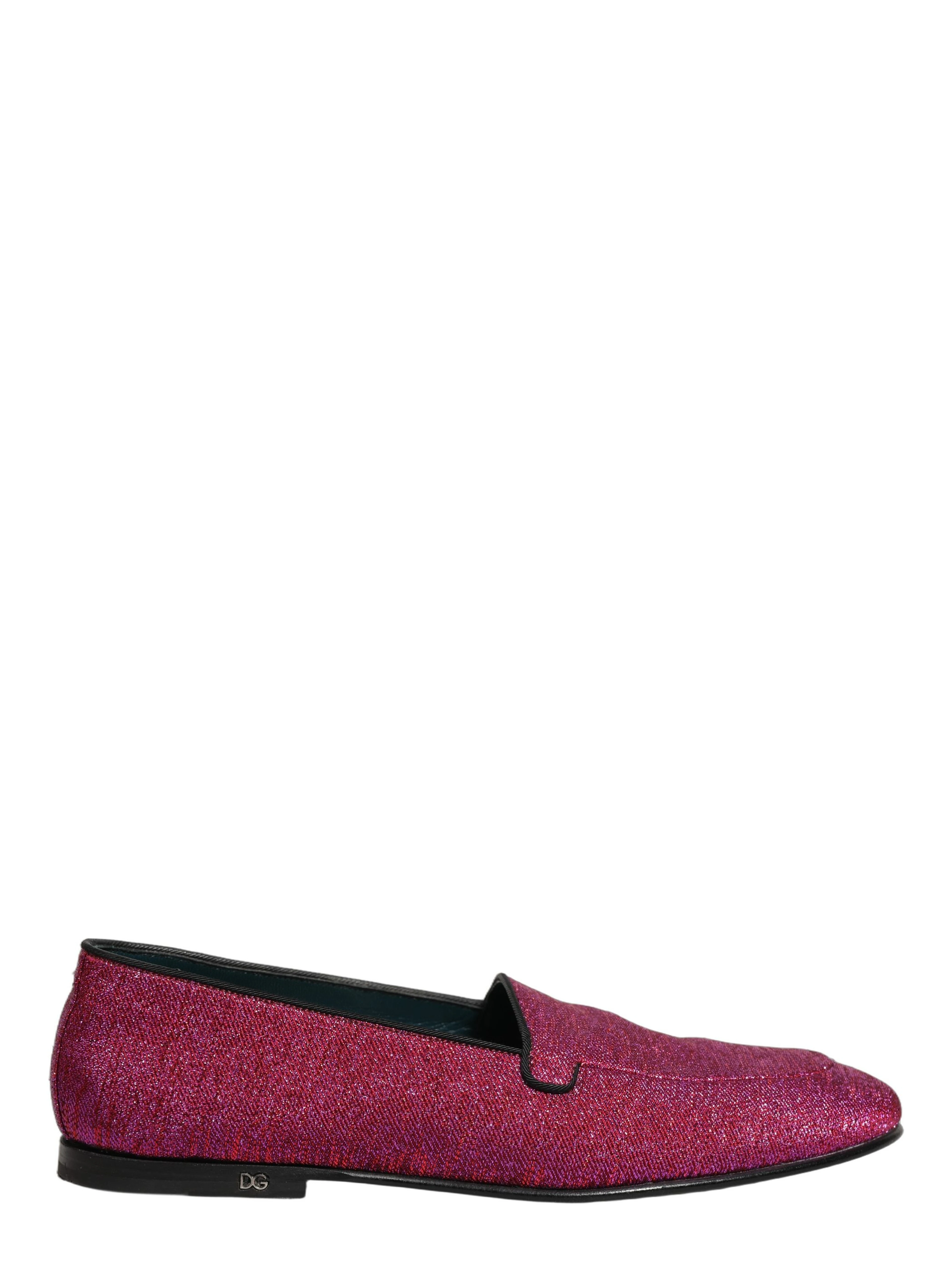 Pink Glitter Lurex Logo Dress Loafers Shoes