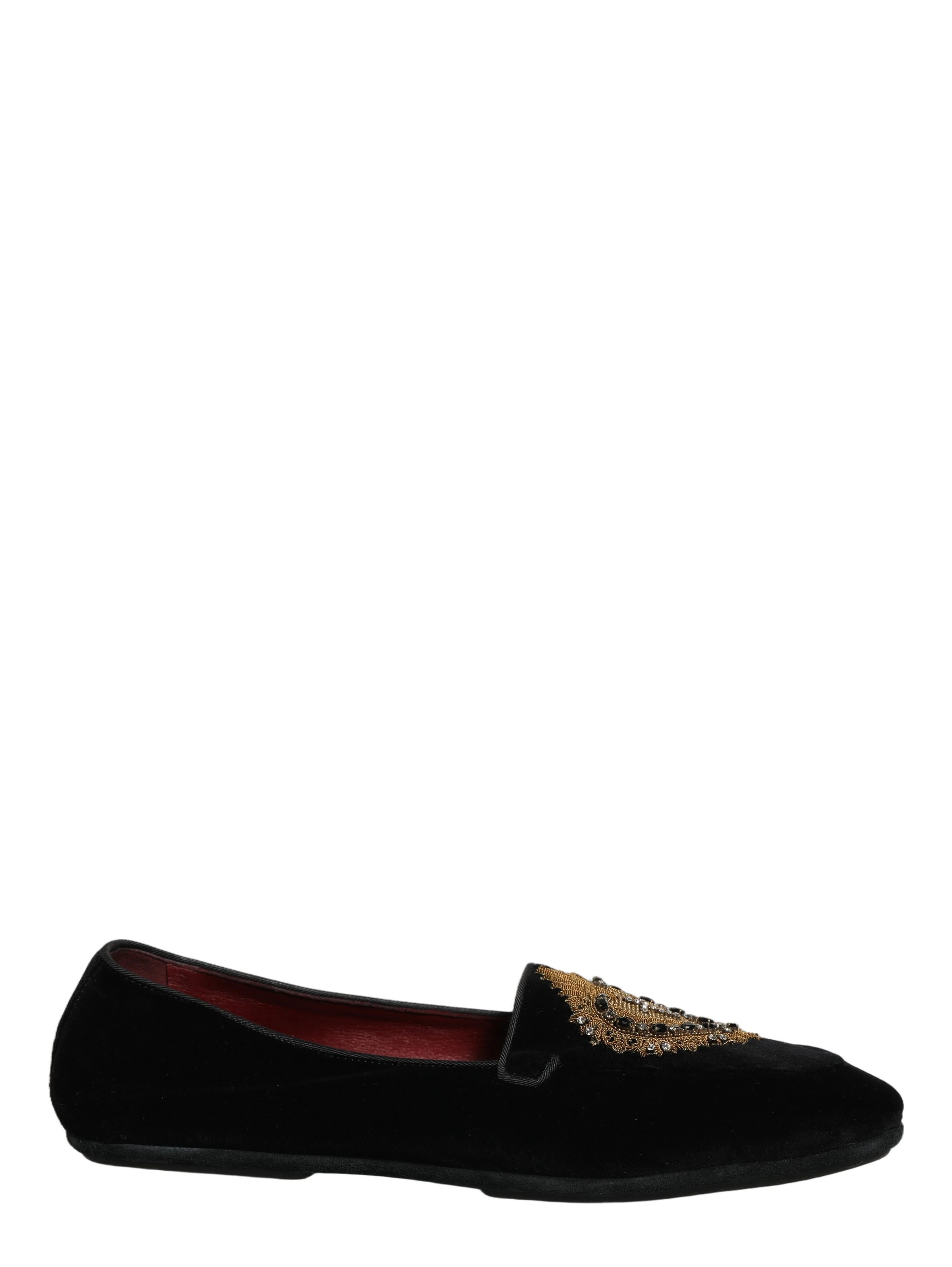 Black Velvet Sacred Heart Dress Loafers Shoes