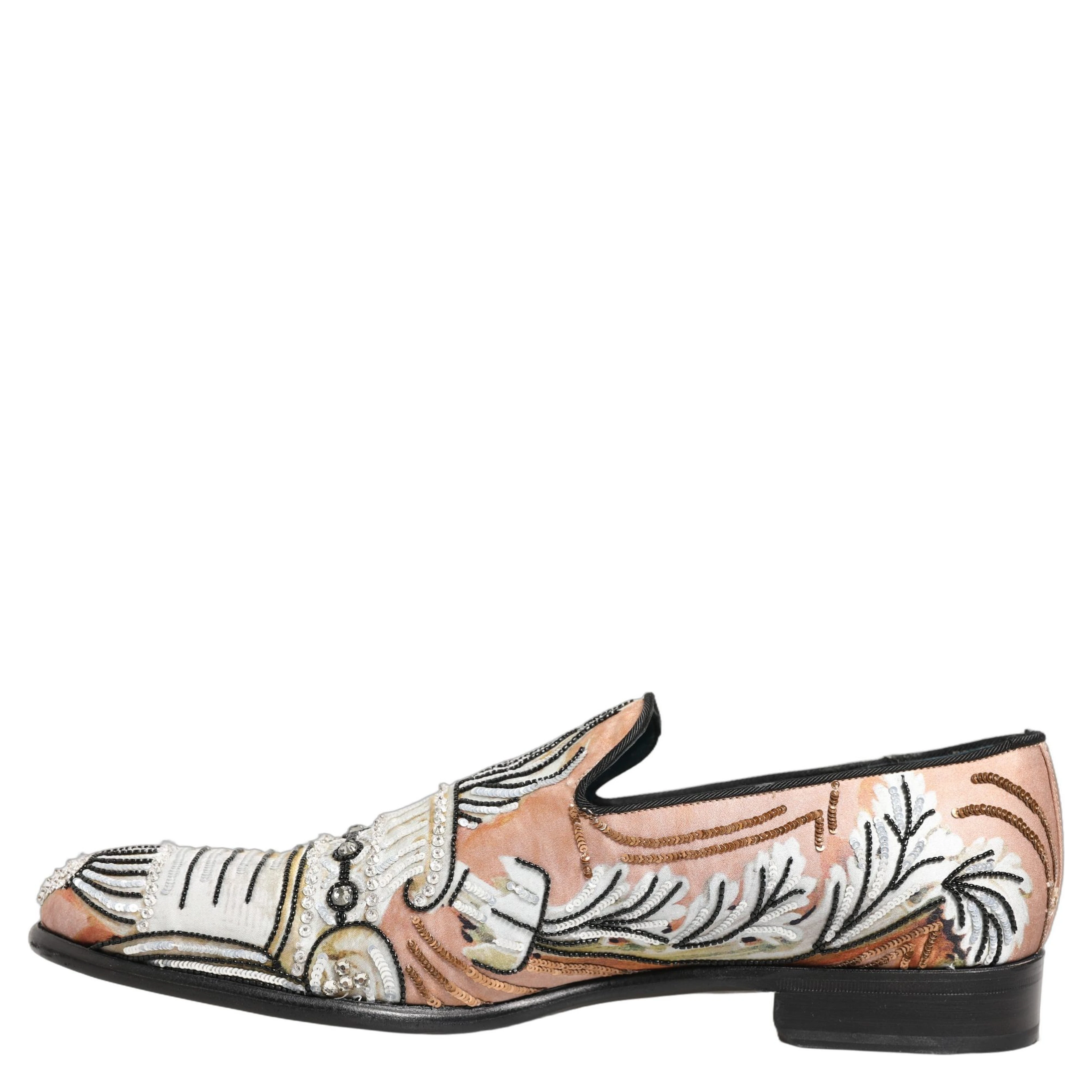 Multicolor Brocade Sequin Dress Loafers Shoes