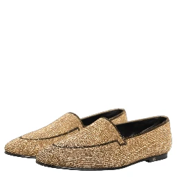 Gold Crystal Embellished Men Loafers Shoes