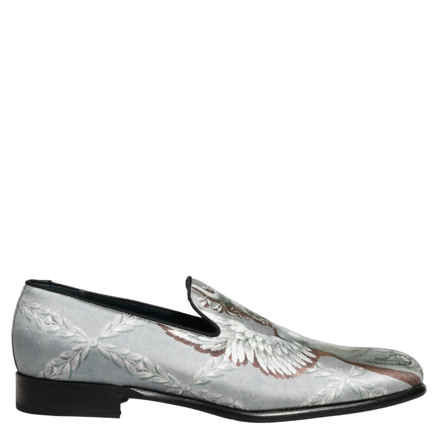 Gray Baroque Angel Velvet Men Loafers Shoes