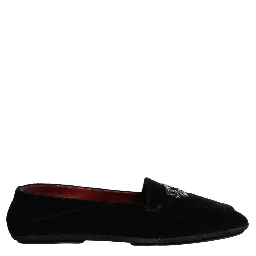 Black Crown Embellished Dress Loafers Shoes