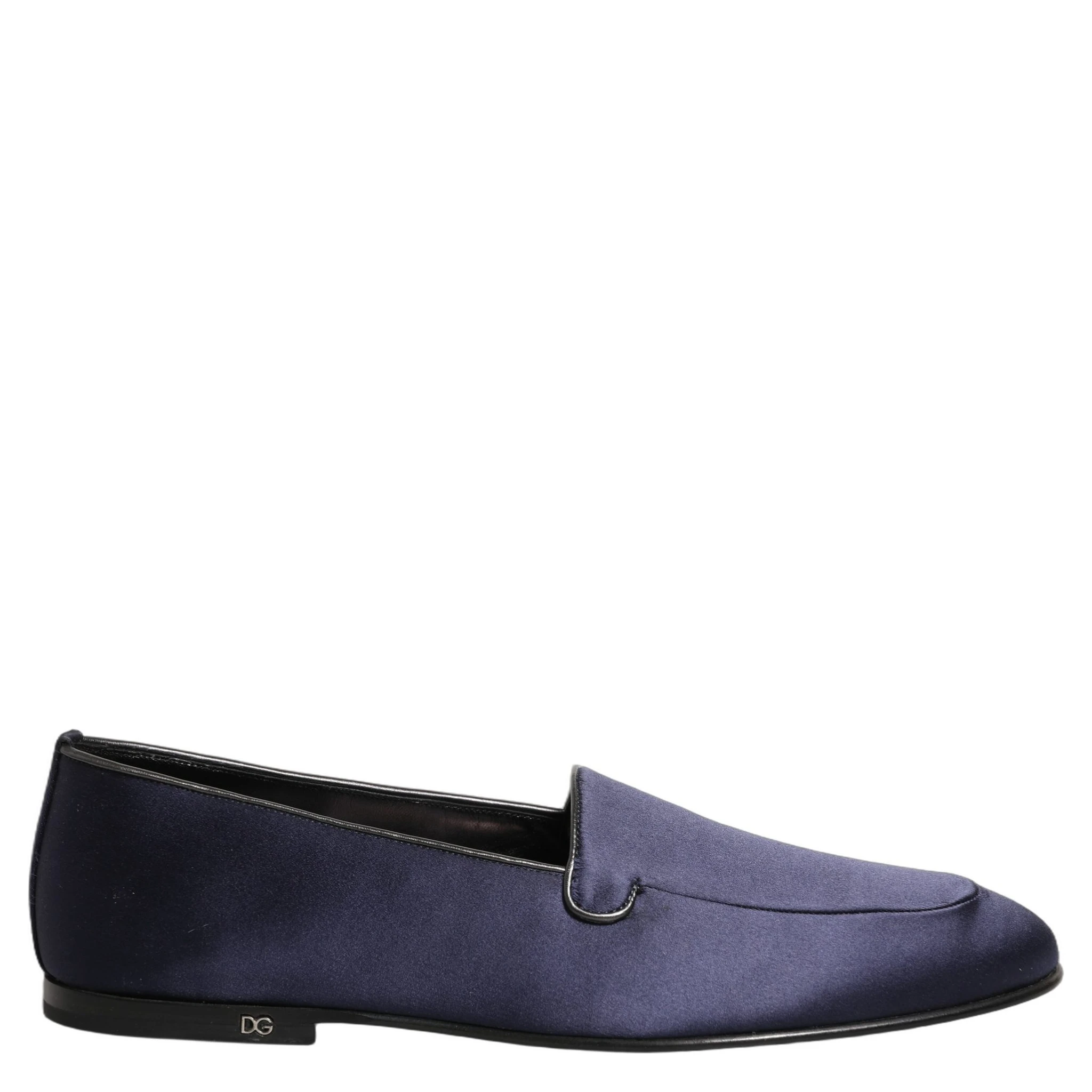 Navy Blue Satin DG Logo Dress Loafers Shoes