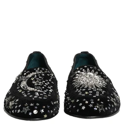 Black Crystal Embellished Dress Loafers Shoes