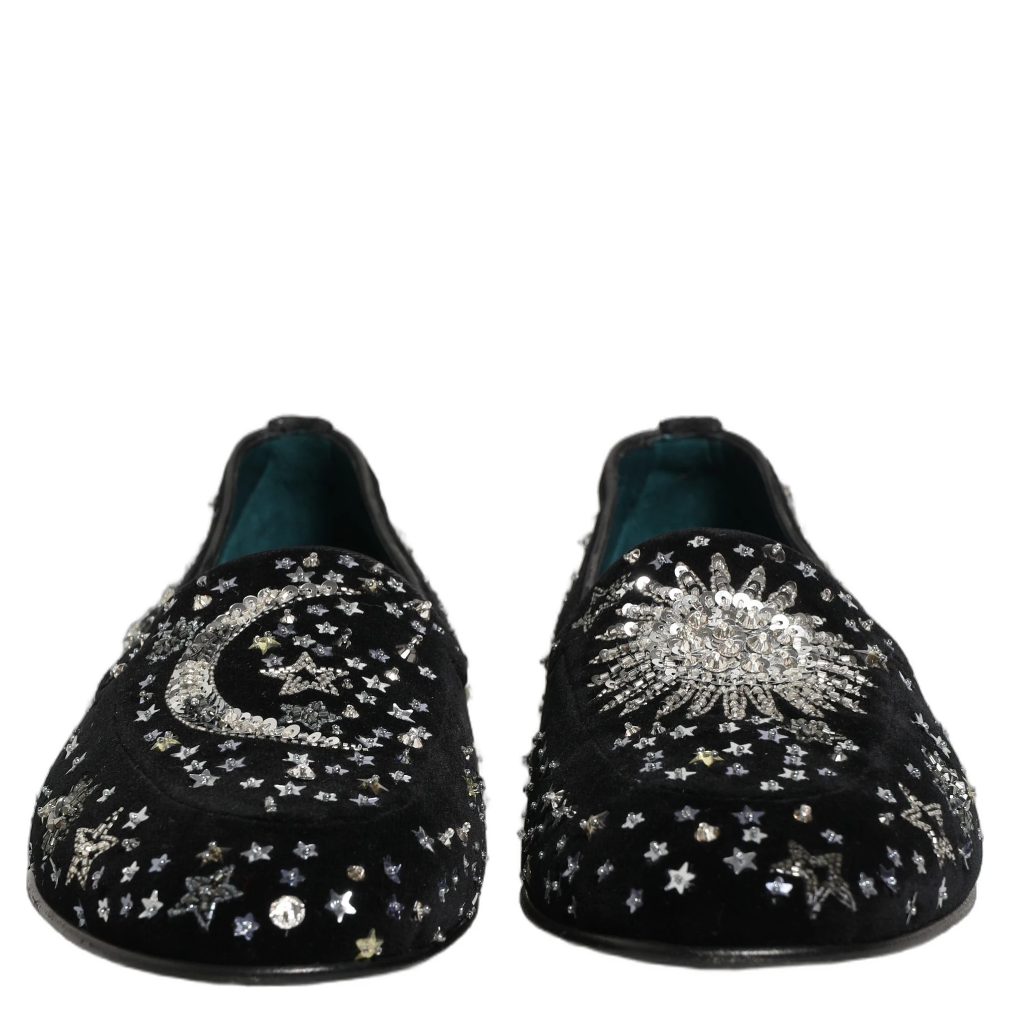 Black Crystal Embellished Dress Loafers Shoes