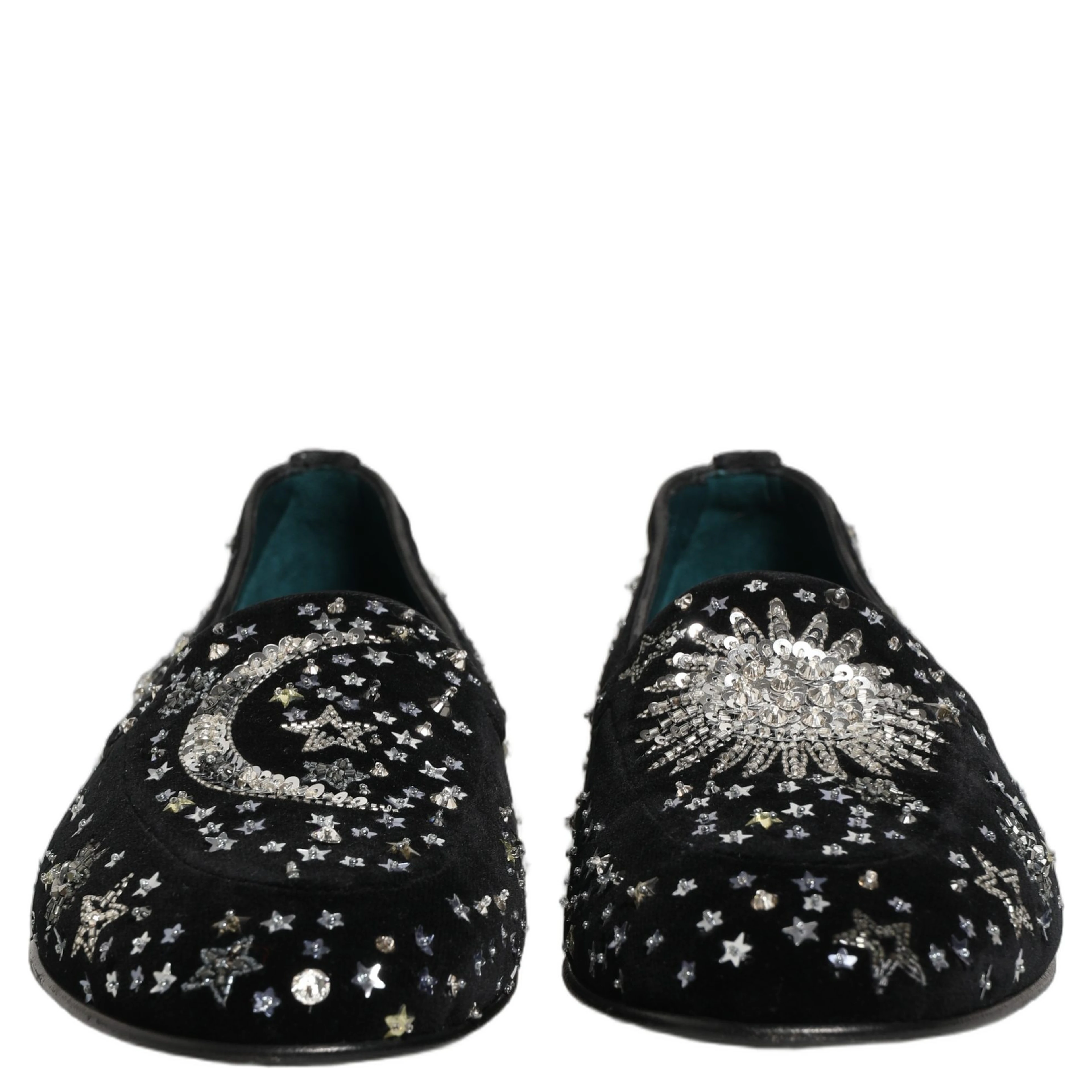 Black Crystal Embellished Dress Loafers Shoes