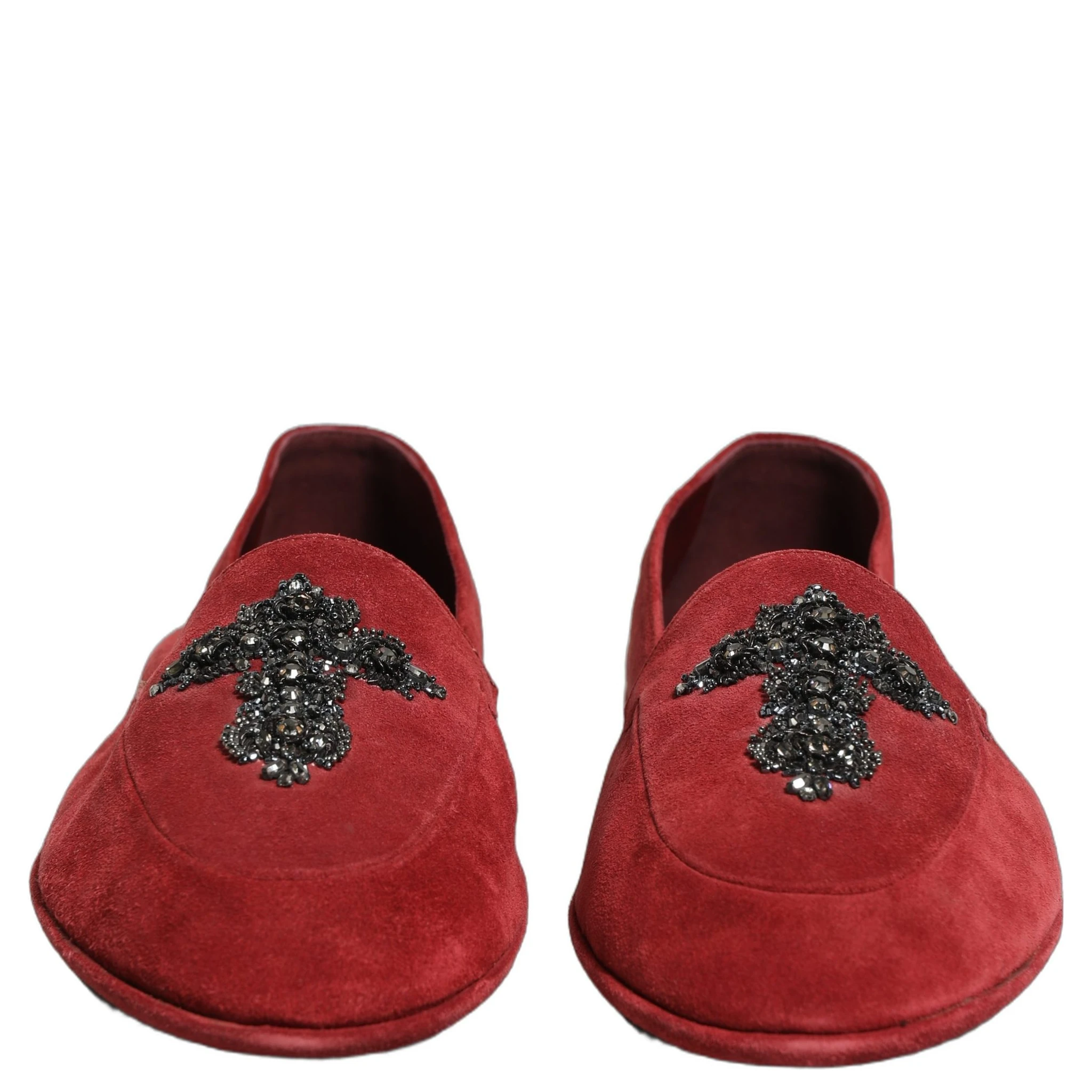 Red Suede Cross Slip On Dress Loafers Shoes