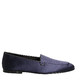 Navy Blue Satin DG Logo Dress Loafers Shoes