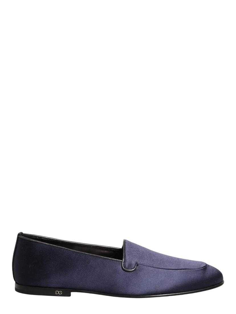 Navy Blue Satin DG Logo Dress Loafers Shoes
