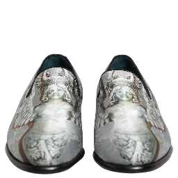 Gray Baroque Angel Velvet Men Loafers Shoes