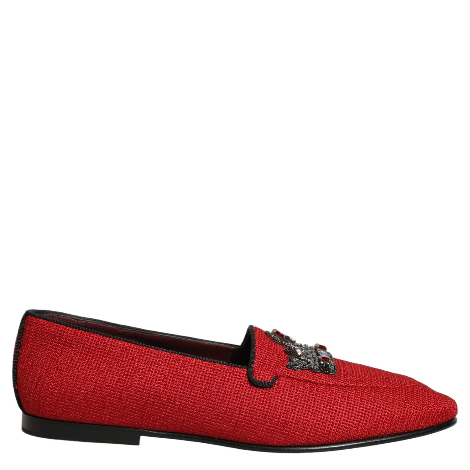 Red Crown Embellished Dress Loafers Shoes