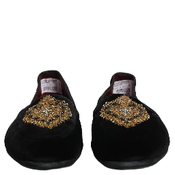 Black Velvet Sacred Heart Dress Loafers Shoes