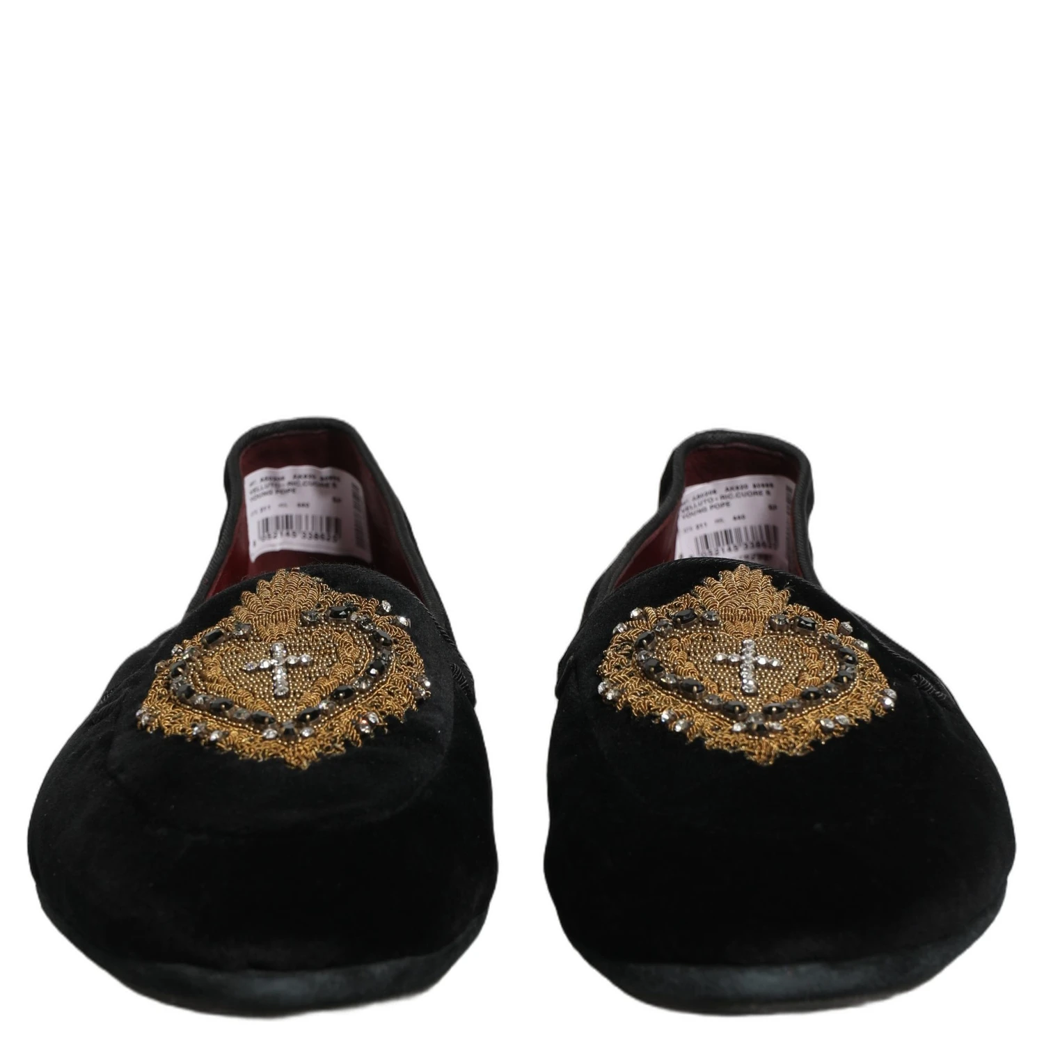 Black Velvet Sacred Heart Dress Loafers Shoes