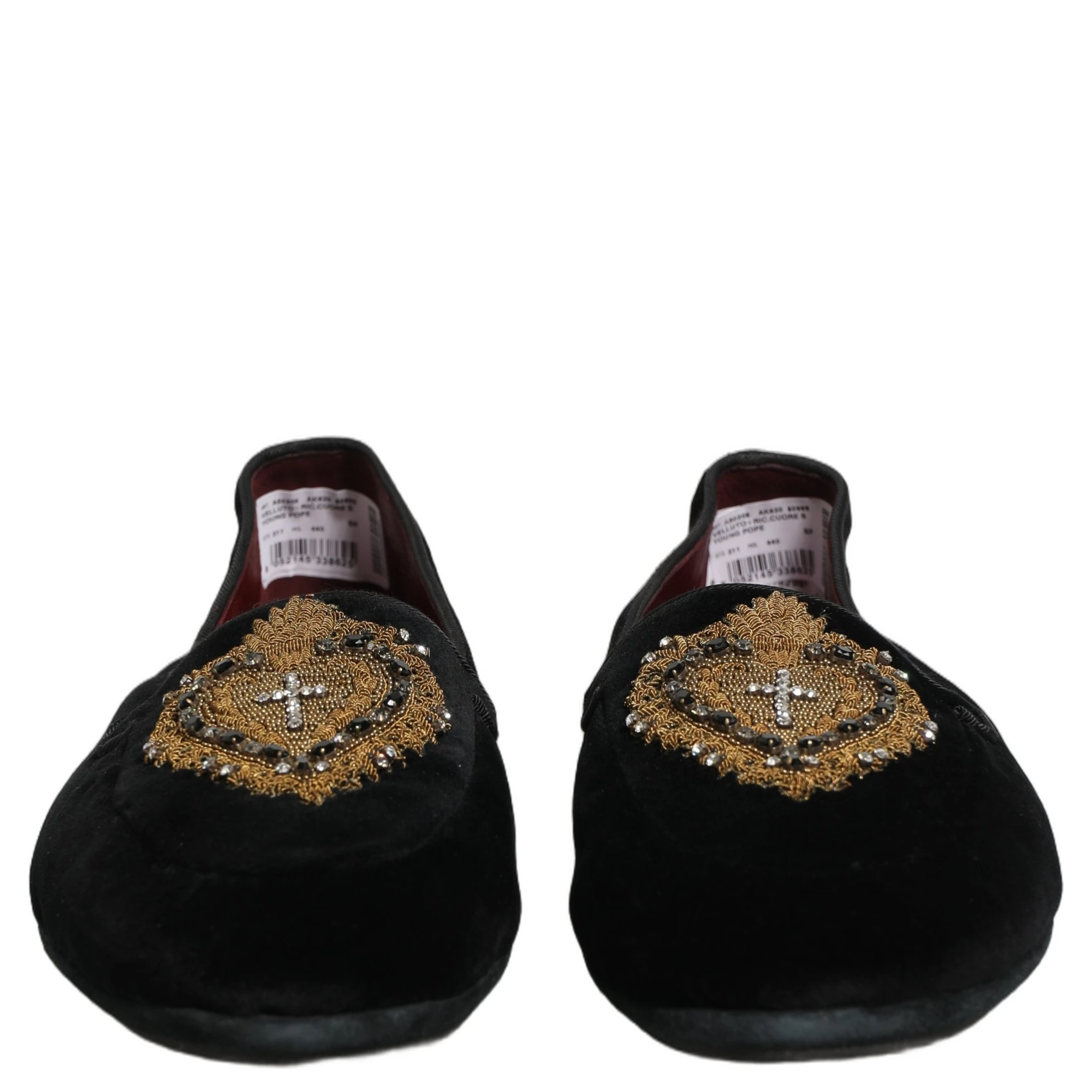 Black Velvet Sacred Heart Dress Loafers Shoes