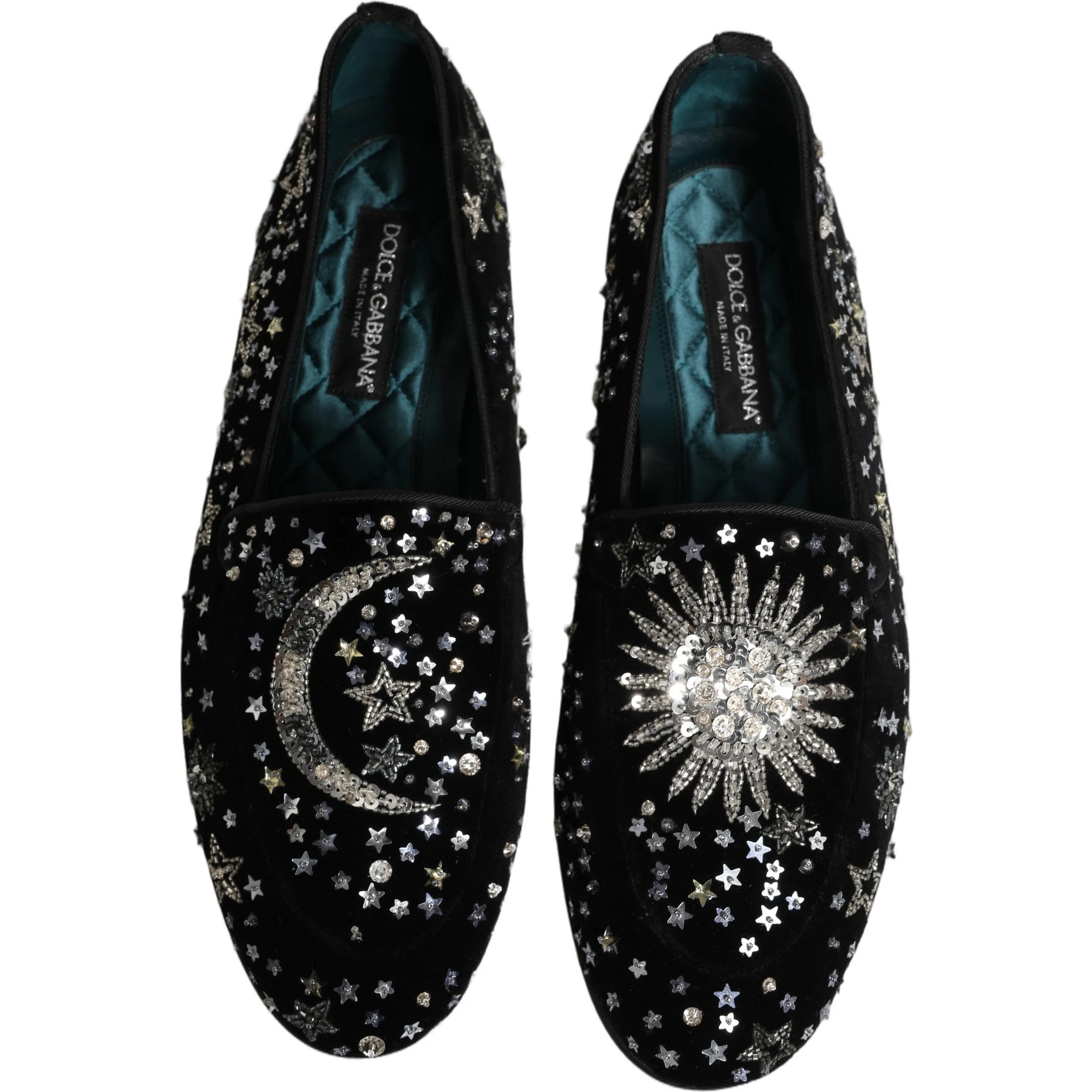 Black Crystal Embellished Dress Loafers Shoes