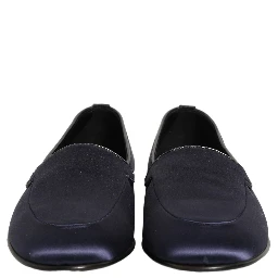Navy Blue Satin DG Logo Dress Loafers Shoes