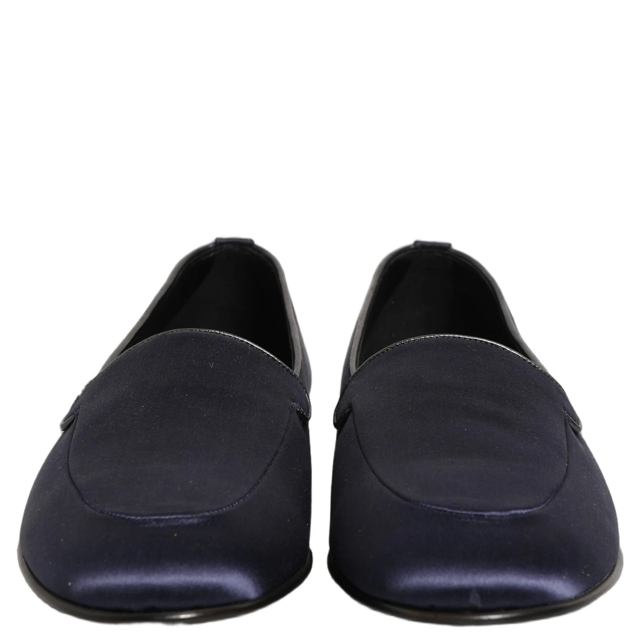 Navy Blue Satin DG Logo Dress Loafers Shoes