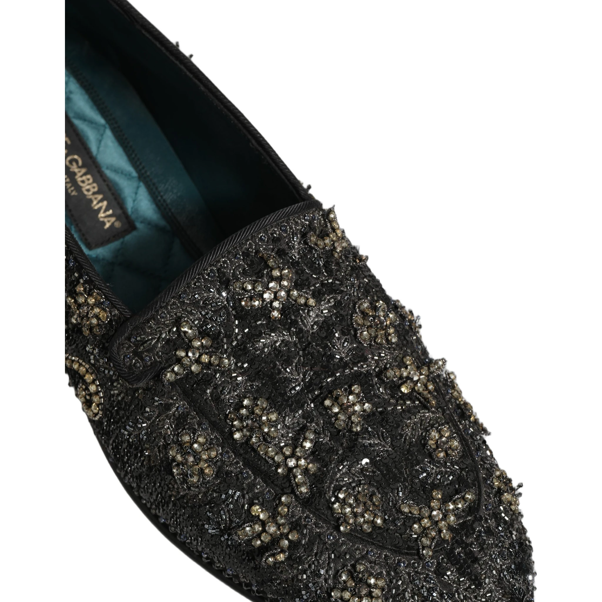 Black Rhinestone Embellished Loafers Shoes