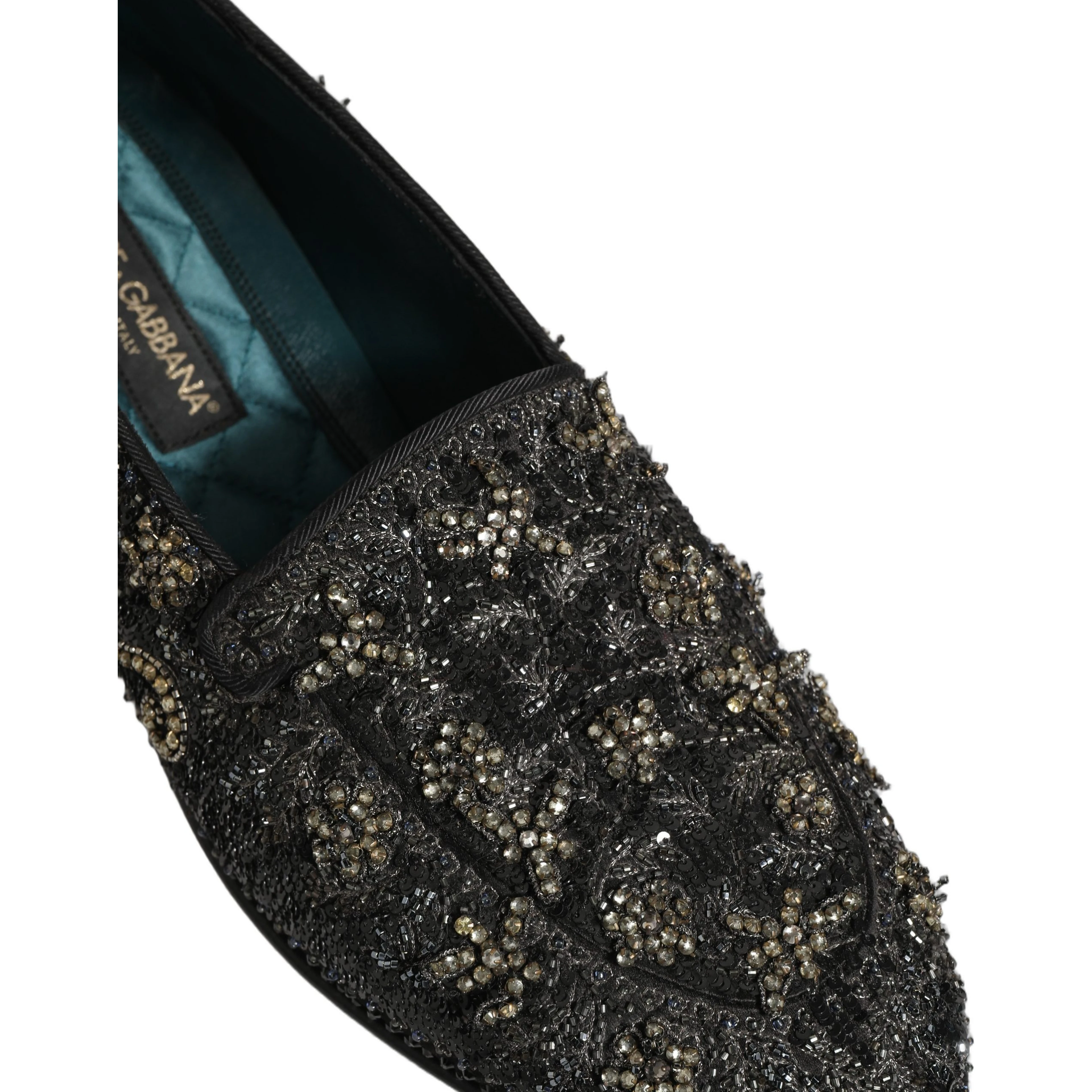 Black Rhinestone Embellished Loafers Shoes
