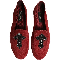 Red Suede Cross Slip On Dress Loafers Shoes
