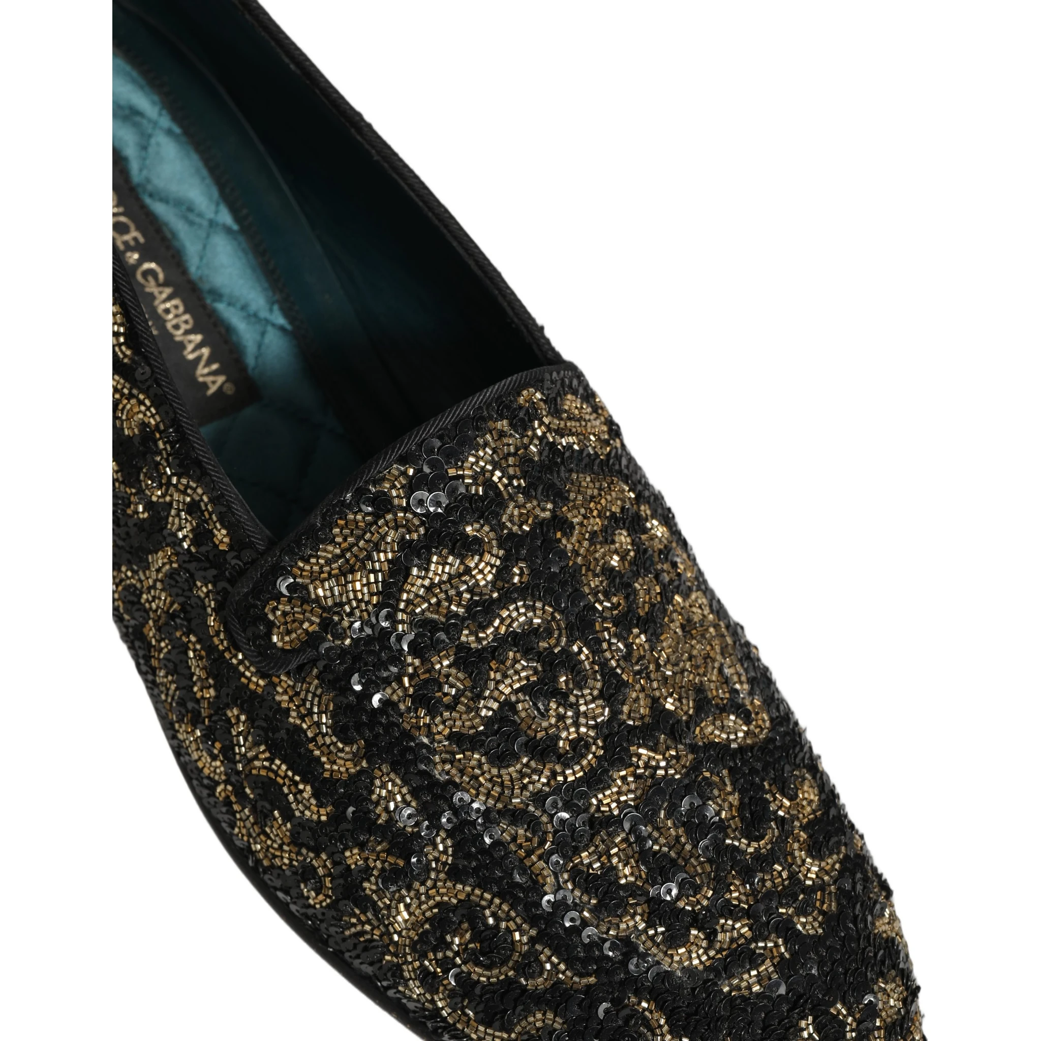 Black Gold Embellished Dress Loafers Shoes