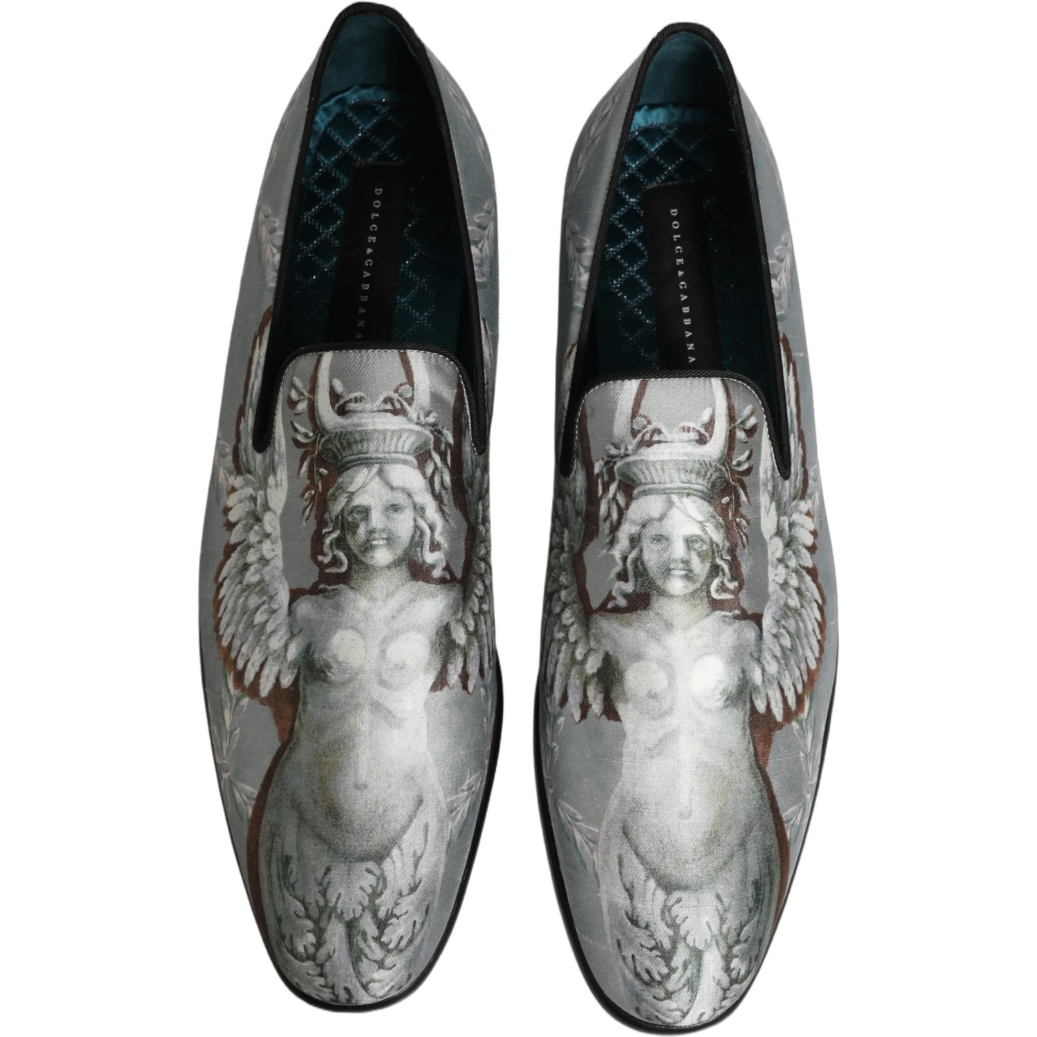 Gray Baroque Angel Velvet Men Loafers Shoes