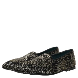 Black Silver Embellished Dress Loafers Shoes