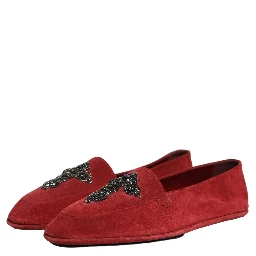 Red Suede Cross Slip On Dress Loafers Shoes