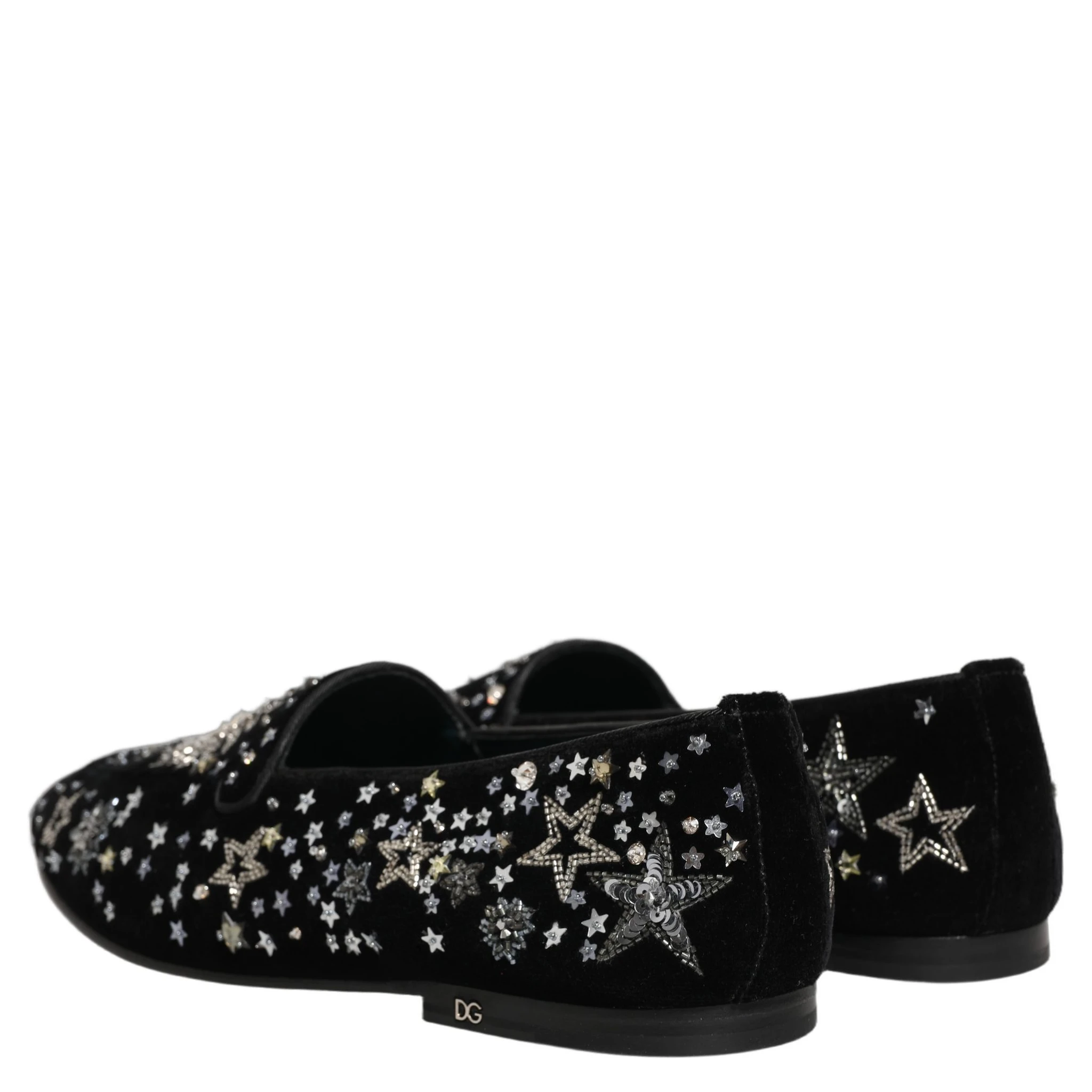 Black Crystal Embellished Dress Loafers Shoes