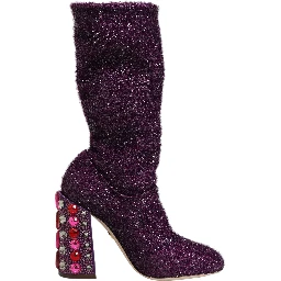 Purple Crystal Lurex Fantasy High Boots Shoes