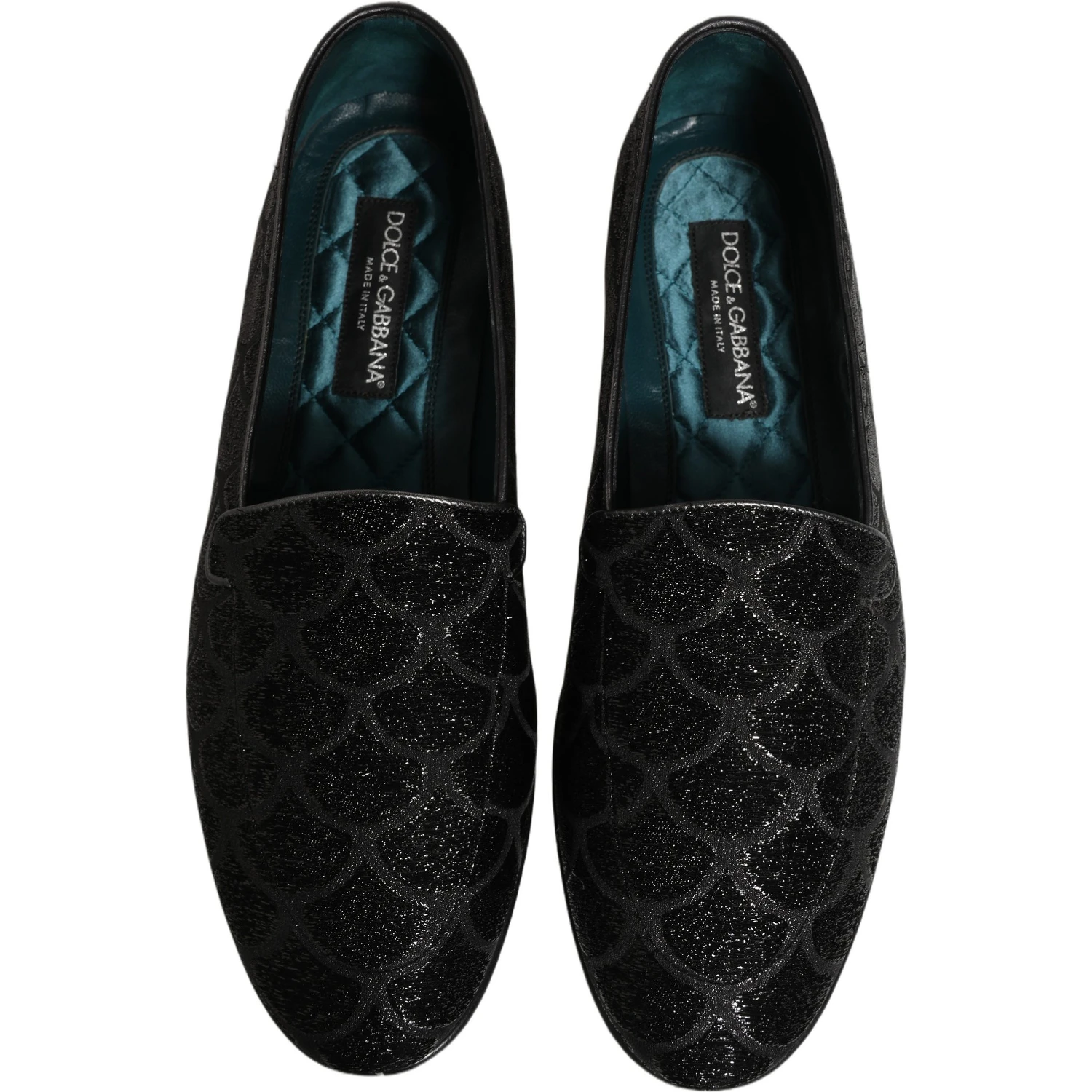 Black Glitter Brocade Men Dress Loafers Shoes