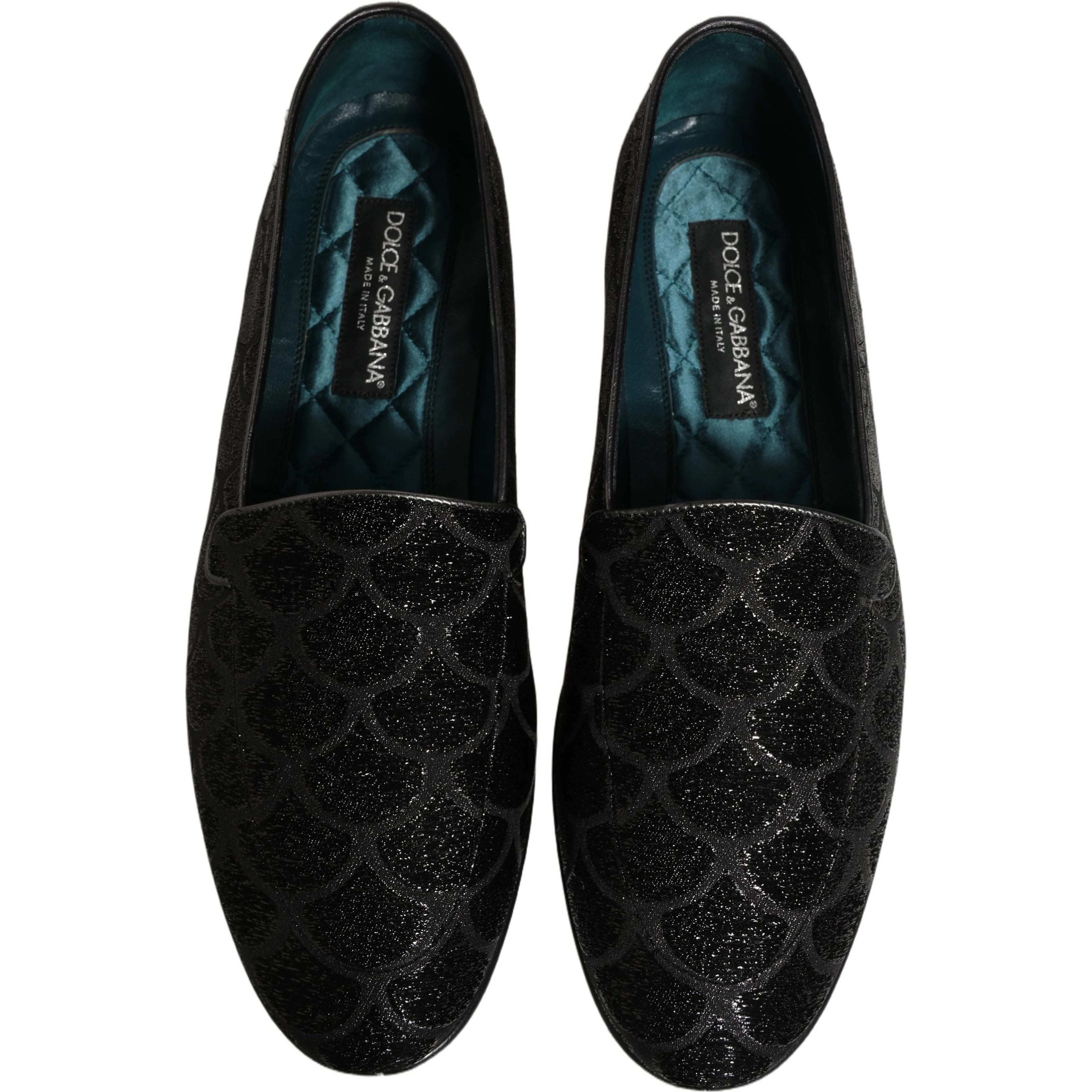 Black Glitter Brocade Men Dress Loafers Shoes