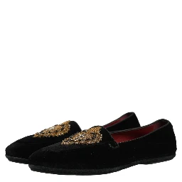 Black Velvet Sacred Heart Dress Loafers Shoes
