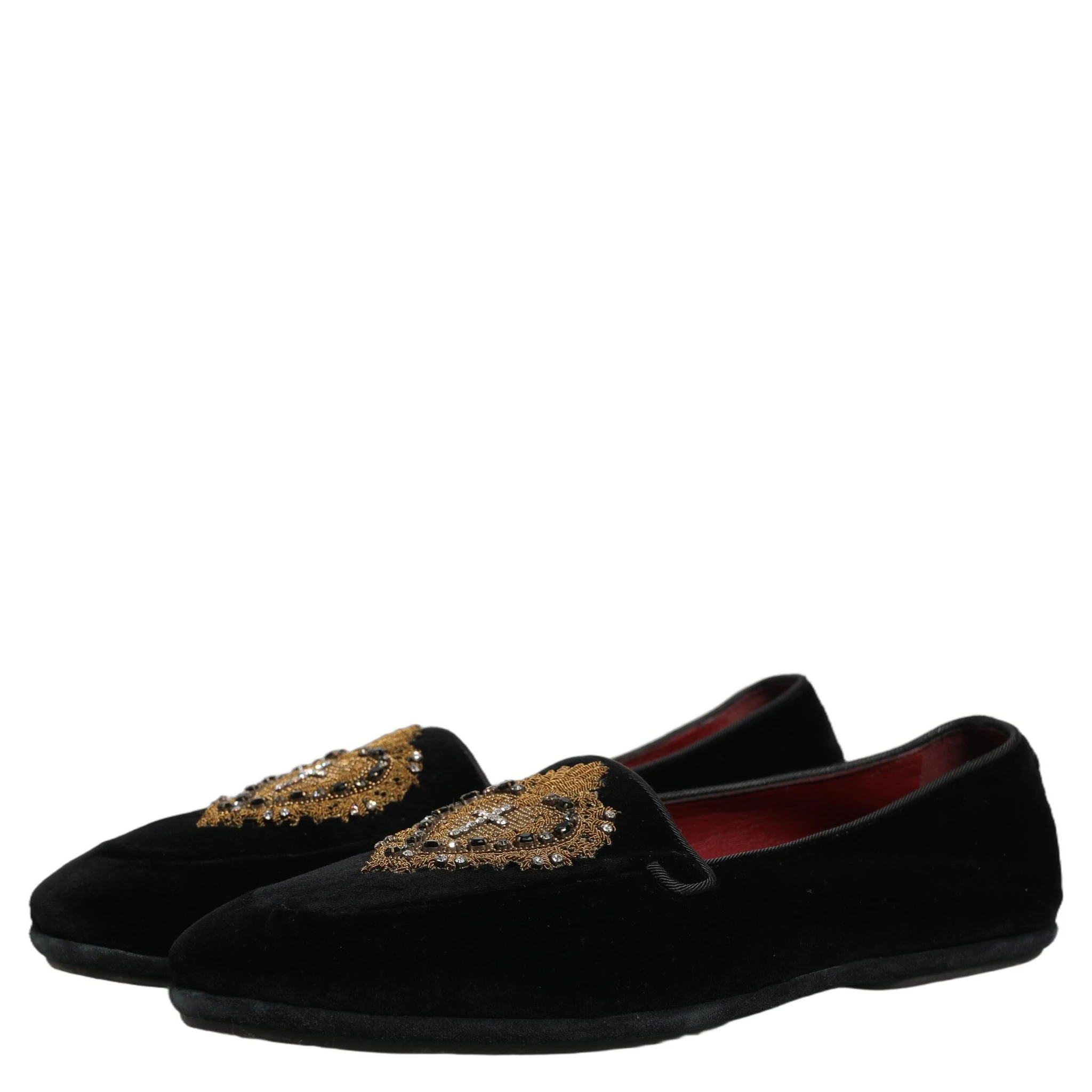 Black Velvet Sacred Heart Dress Loafers Shoes