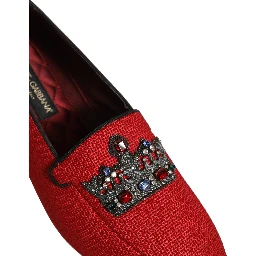 Red Crown Embellished Dress Loafers Shoes